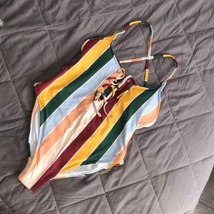 Striped one piece swimsuit